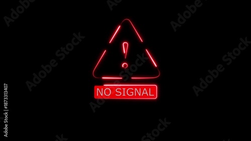 No Signal Cyber Attack Warning Message Animation, Virus and Malware Security Alert.