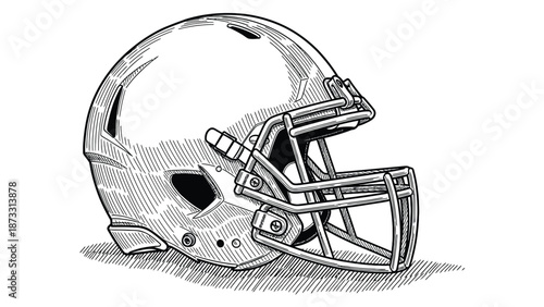 Football Helmet Illustration For American Football; Protective Headgear And Sports Gear Concept