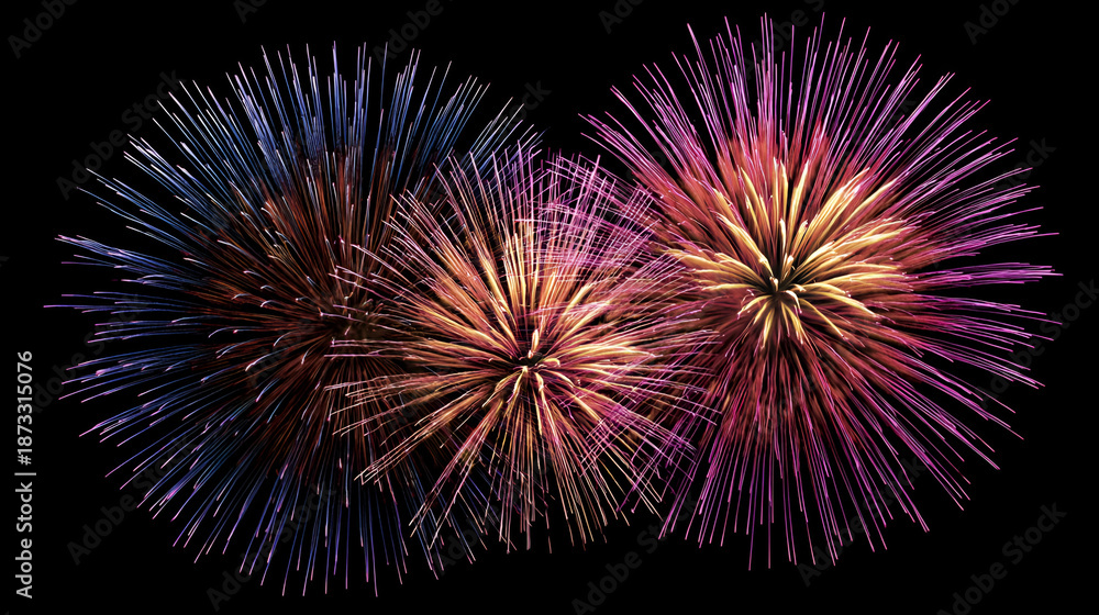 Fototapeta premium Vibrant fireworks exploding in the night sky with colorful sparks
