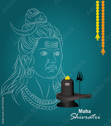 Maha Shivaratri festival vector background, lord Shivan line art and background image, Indian celebration and culture, om namah shivya