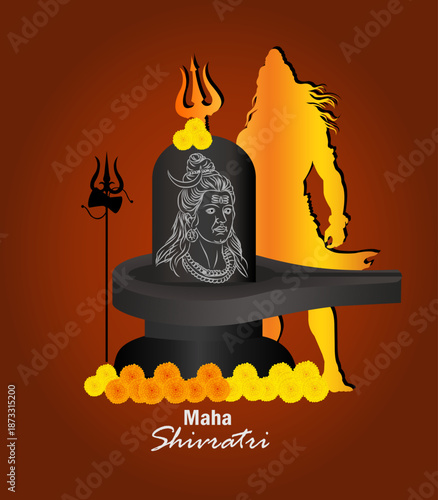 Maha Shivaratri festival vector background, lord Shivan line art and background image, Indian celebration and culture, om namah shivya