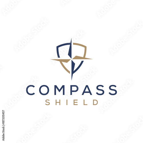 compass shield secure protech logo design inspiration