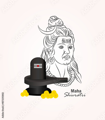 Maha Shivaratri festival vector background, lord Shivan line art and background image, Indian celebration and culture, om namah shivya