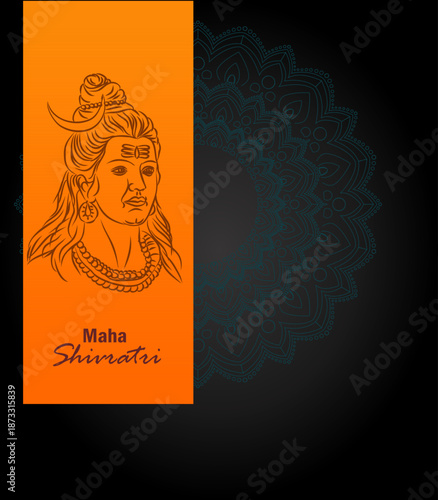 Maha Shivaratri festival vector background, lord Shivan line art and background image, Indian celebration and culture, om namah shivya