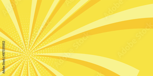 Yellow banner with Sun rays, yellow lines background, light