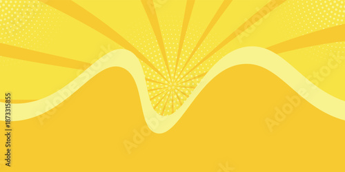 Yellow banner with Sun rays, yellow lines background, light