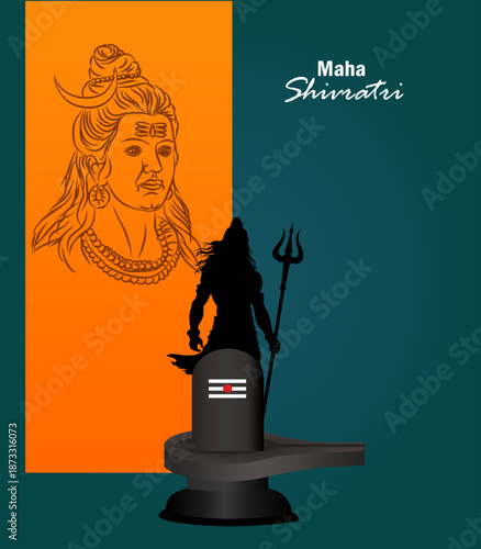 Maha Shivaratri festival vector background, lord Shivan line art and background image, Indian celebration and culture, om namah shivya