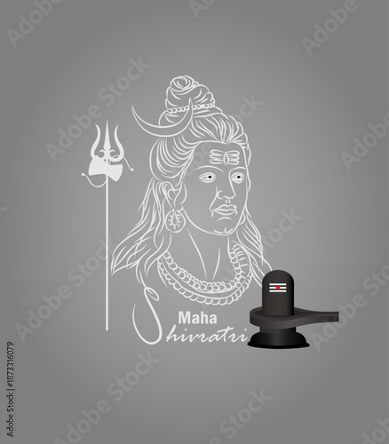 Maha Shivaratri festival vector background, lord Shivan line art and background image, Indian celebration and culture, om namah shivya