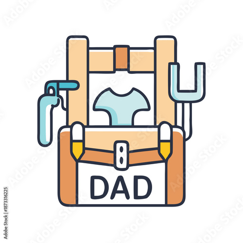 A modern flat design illustration of a dad's baby carrier backpack for active parents Vector