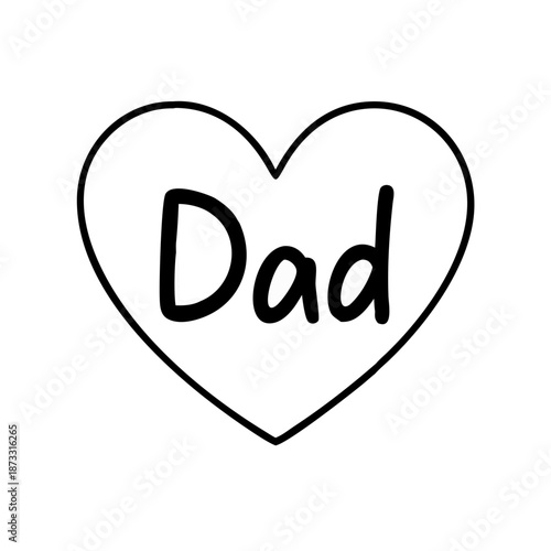 A heartwarming black outline heart beautifully enclosing the affectionate word 'dad' Vector