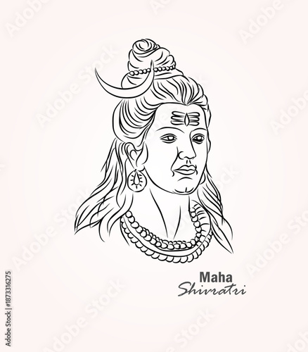 Maha Shivaratri festival vector background, lord Shivan line art and background image, Indian celebration and culture, om namah shivya