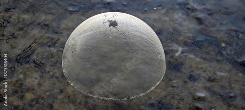 Gefrorene Seifenblase auf Eis