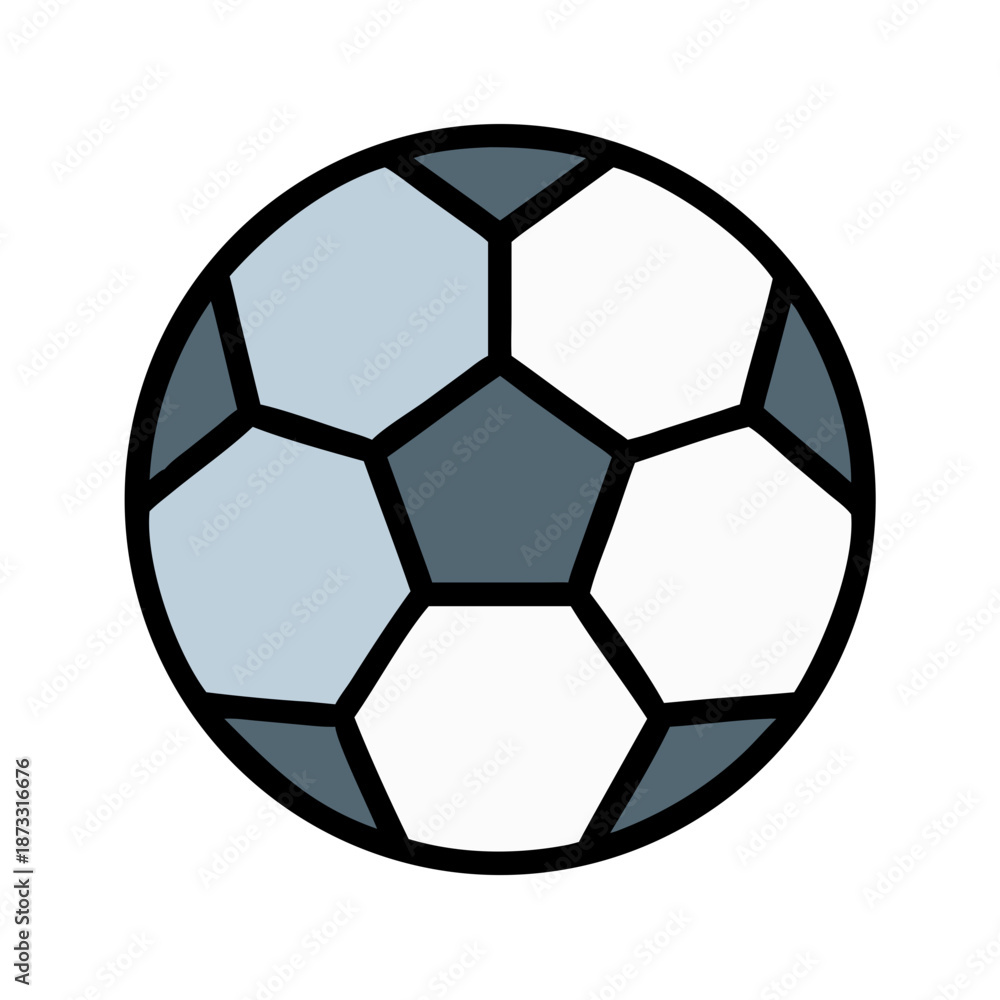 Fototapeta premium Minimalist illustration of a classic soccer ball featuring light and dark gray panels Vector