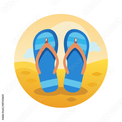 Relaxing blue flip-flops ready for a sunny day at the beach or a leisurely summer stroll Vector