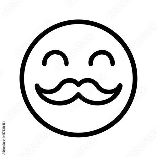 A charming and jovial smiling emoji with a stylish mustache, conveying playful cheerfulness Vector
