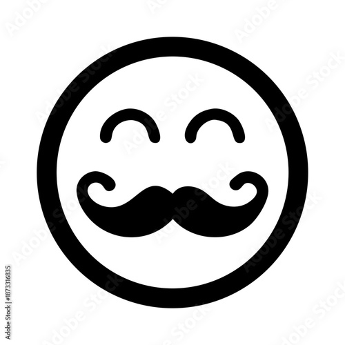 A cheerful gentleman's emoji with a classic handlebar mustache icon Vector