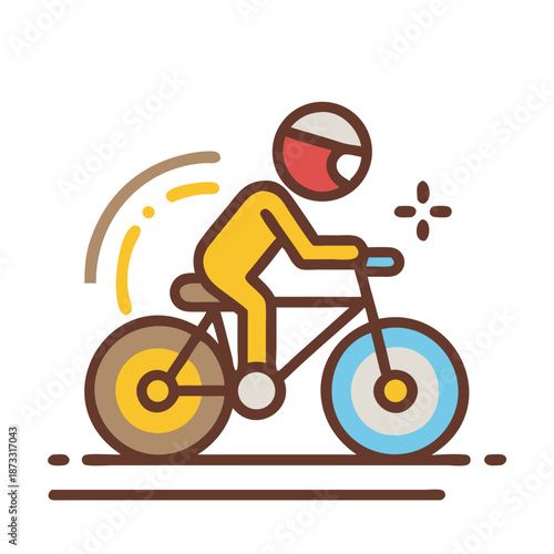 A cheerful cyclist in a helmet enjoying a speedy ride on a modern bicycle illustration Vector