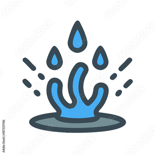 A vibrant icon depicting a water splash with flowing liquid and dynamic droplets Vector