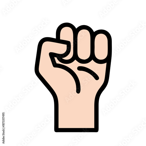 Graphic illustration of a human hand clenched into a fist, symbolizing power and determination Vector