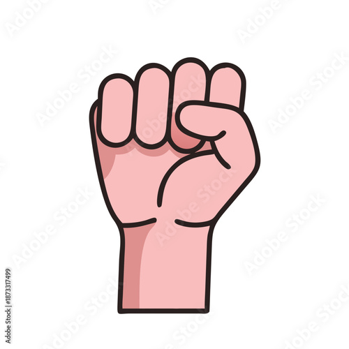 A closed fist illustration symbolizing strength, solidarity, and the power of unity and protest Vector