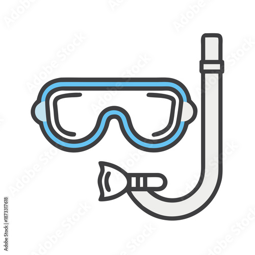 Snorkeling mask and snorkel icon illustration for underwater exploration Vector