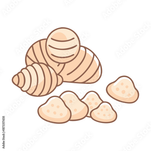 Stylized illustration of fresh ginger roots and fine ginger powder ready for culinary use Vector