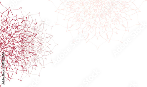 Ornamental mandala half on the left and top on a transparent background. Indian, Islamic pattern, ornament, henna, print, poster, cover, brochure, flyer