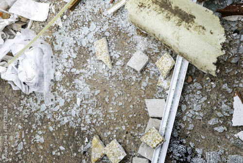 Broken glass on the floor