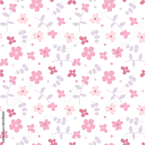 Heart pattern with flowers. Cute pink texture, festive background for Valentine's Day, romantic design for fabric and wrapping paper.