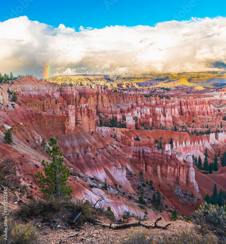 Rainbow breaking over Bryce Canyon National Park