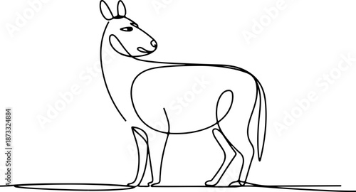 Continuous Line Art of a Calm Wildlife Moment – Minimal One Line Nature Illustration, Serene Animal Scene Design