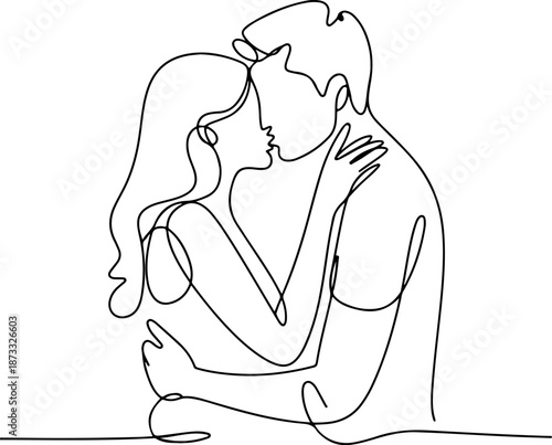 Continuous Line Drawing Expressing Intimacy Without Detail – Minimal One Line Abstract Connection Illustration, Subtle Emotional Design