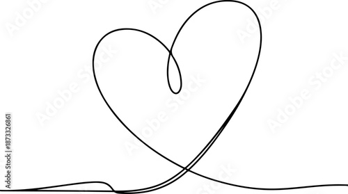Continuous Line Drawing Forming an Abstract Heart Shape – Minimal One Line Love Symbol Illustration, Modern Romantic Design