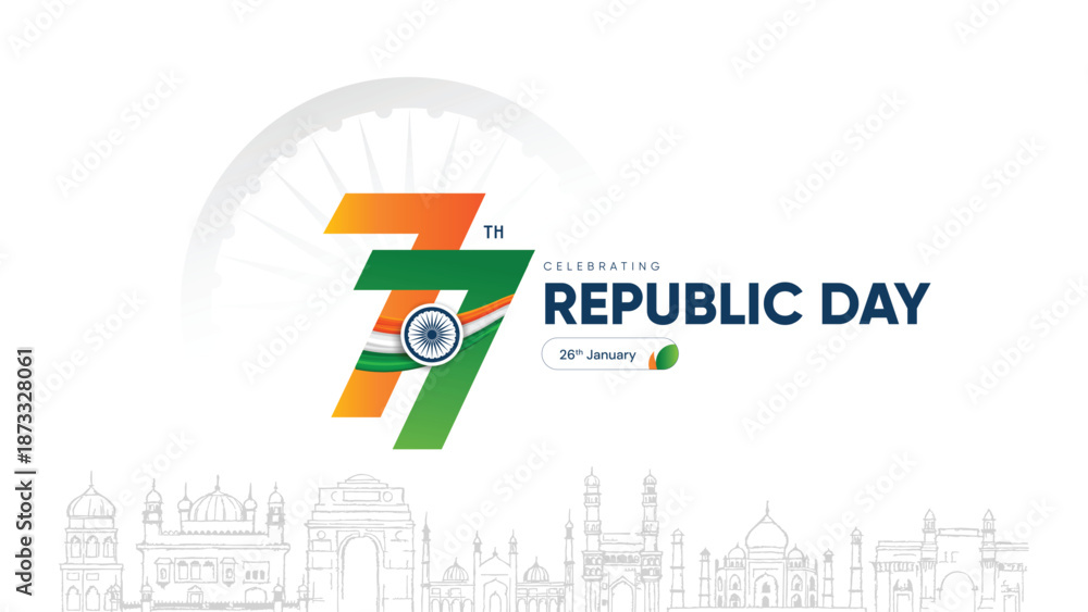 Fototapeta premium 77th Republic Day Design