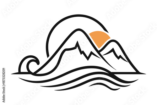 Line art drawing of fire pit outdoor camping element illustration