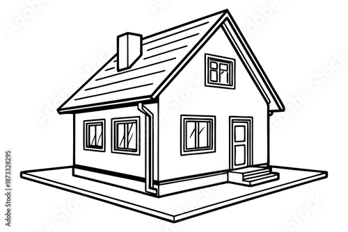 line drawing miniature house icon outline real estate illustration