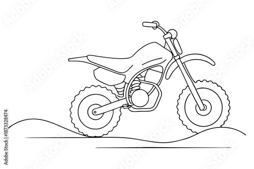 Line drawing off road dirt bike motocross outline artwork