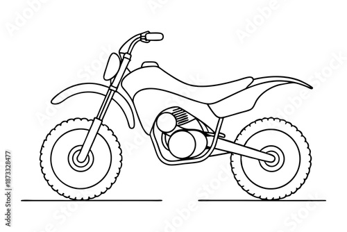 Line drawing dirt bike action motorcycle outline vector illustration