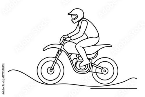 Line drawing extreme dirt bike racing motorcycle line art