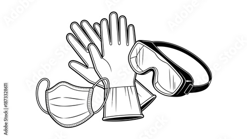 Hand drawn vector illustration of a black silhouette angel and child hand protection symbol with heart art concepts