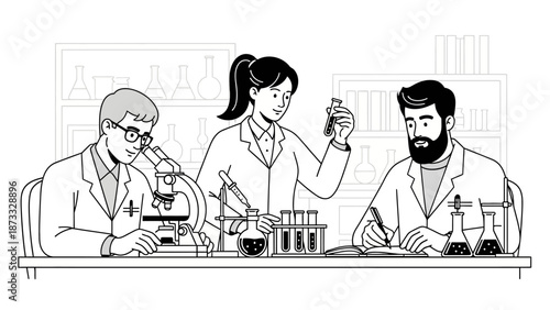 Funny cartoon illustration of a doctor and nurse at work in a hospital with a woman patient in a comic business gag about their job and food