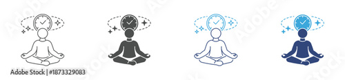 Meditation icon set, Wellness icon, healthy living, well-being , vector illustration .