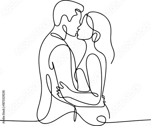 Continuous Line Drawing of Modern Minimal Romance – Elegant One Line Love Illustration, Contemporary Abstract Wall Art