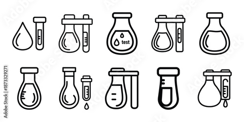medical blood test line editable icon set. Healthcare set of web icons in line style.