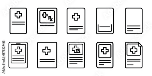 medical digital prescription line editable icon set. Healthcare set of web icons in line style.