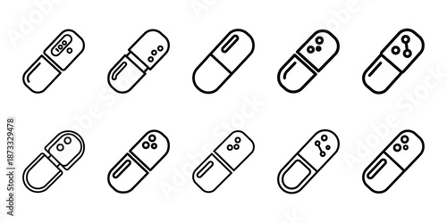 medical drug research line editable icon set. Healthcare set of web icons in line style.