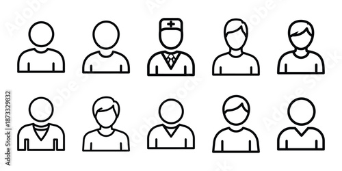 medical patient discharge line editable icon set. Healthcare set of web icons in line style.