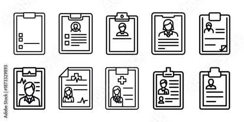 medical patient history line editable icon set. Healthcare set of web icons in line style.