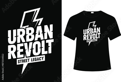 Modern Streetwear Graphic with Lightning Bolt and Bold Text