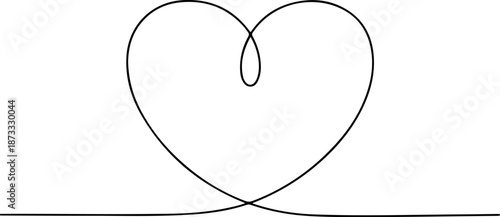 Continuous Line Drawing of Two Curves Forming a Balanced Heart – Minimal One Line Harmony Love Illustration, Modern Abstract Design